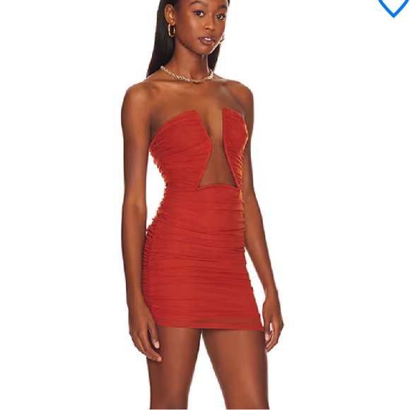 Superdown Thea Ruched Mini Dress in Burnt Orange - Picture 2 of 4